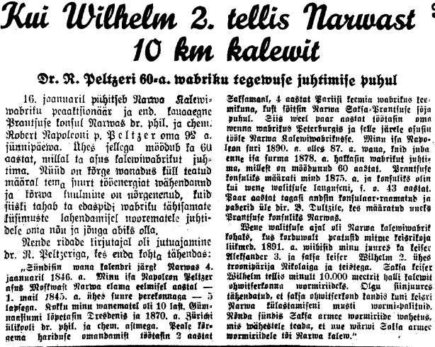 Kui Wilhelm 2. tellis Narwast 10 km kalewit, Postimees 15.jaanuar 1937.jpg