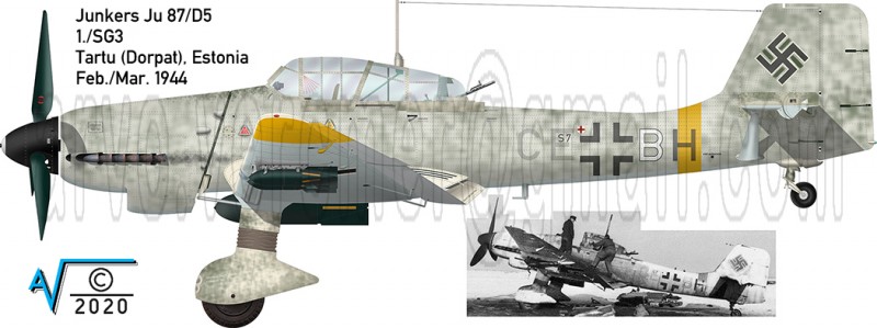 Junkers Ju 87 D5 S7+BH winter WHI 1St SG3 3 Dorpat v1 (1050px).jpg