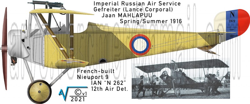 Nieuport N09 Jaan MAHLAPUU 1916 12th Air Det (1050px).jpg
