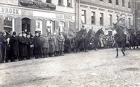 Vācijas armijas vienības Tartu 1918. gada 18. martā Foto: Attēls: Latvijas Nacionālais vēstures muzejs