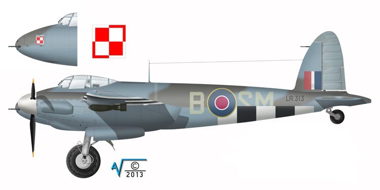 RAF DH 98 Mossie Mk VI SMoB LR313 305PolishSqd Endel SUSI MilNet (750px).jpg